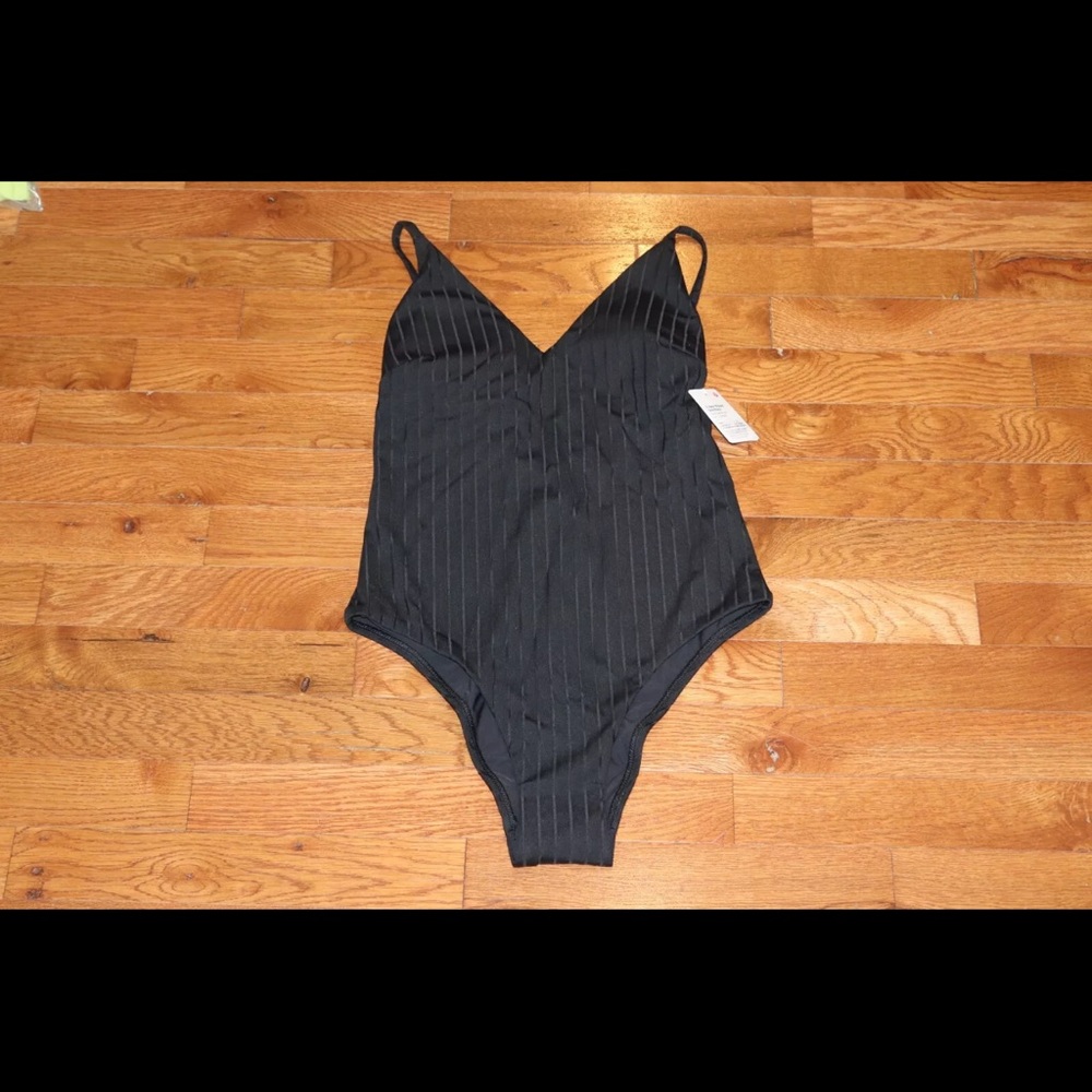 Lululemon Black Striped One Piece Swimsuit